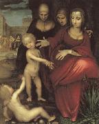 YANEZ DE LA ALMEDINA, Fernando St.Anne,the Virgin;St Elizabeth,St,john,and the Christ Child china oil painting artist
